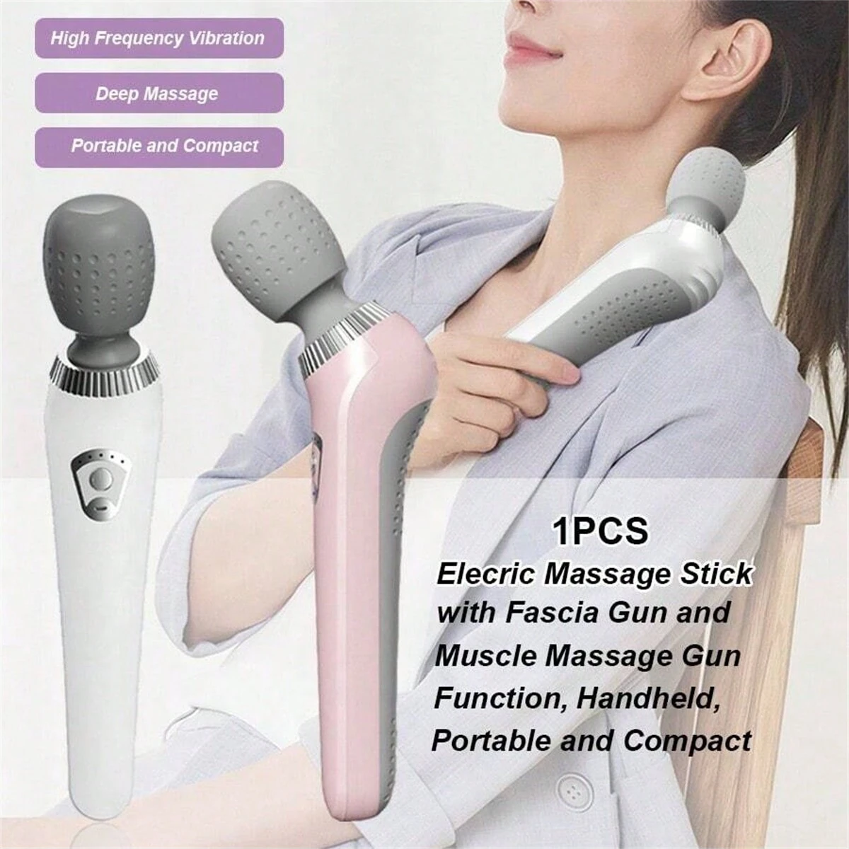 Portable Electric Massage Stick, High Frequency Vibration Massage Gun, Muscle Relaxation Handheld Massager For Body, Back, Neck