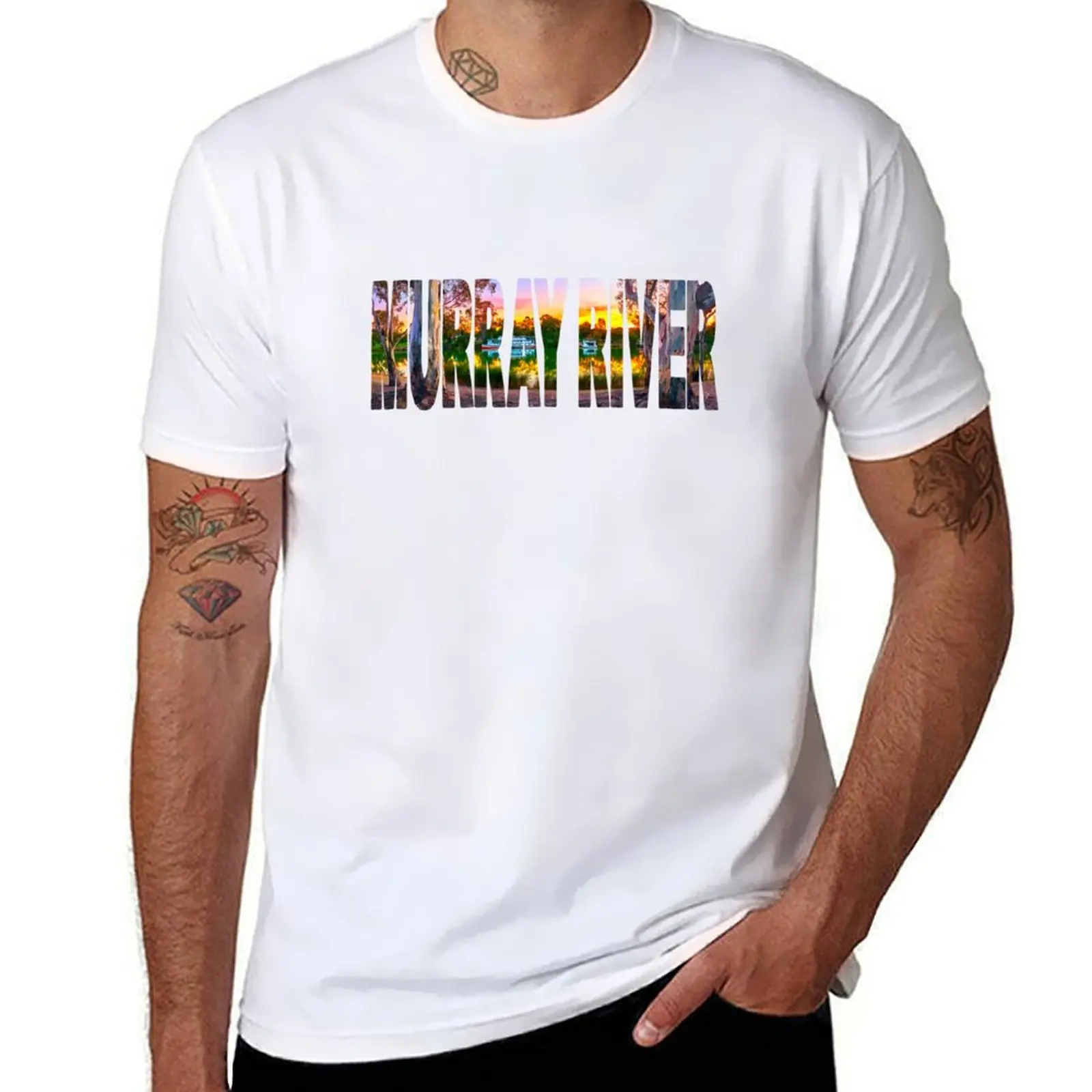 

MURRAY RIVER Sunset Mildura T-Shirt t shirts for man cotton funny black cotton t-shirt plain for man package T-Shirt
