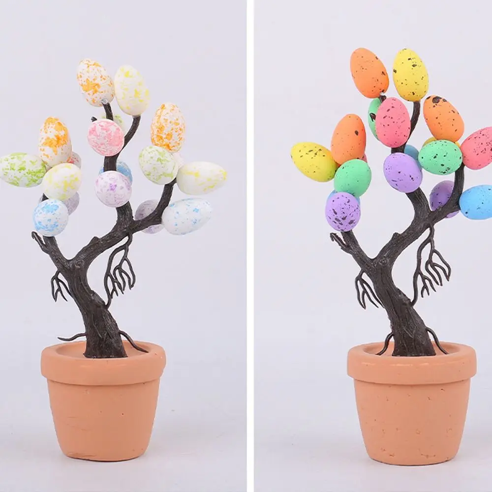 Emouf de Pâques coloré en mousse peint à la main, pot de fleurs d'arbre, artisanat de bricolage, mini ornement d'oeuf de simulation, décorations