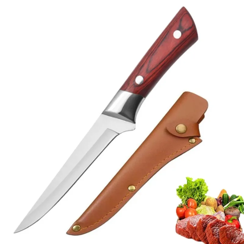 Kitchen Boning Knife Stainless Steel Fruit Paring Knife Cut Meat Pork Beef Sheep Fish Butcher Cleaver Chef Knife with Cover