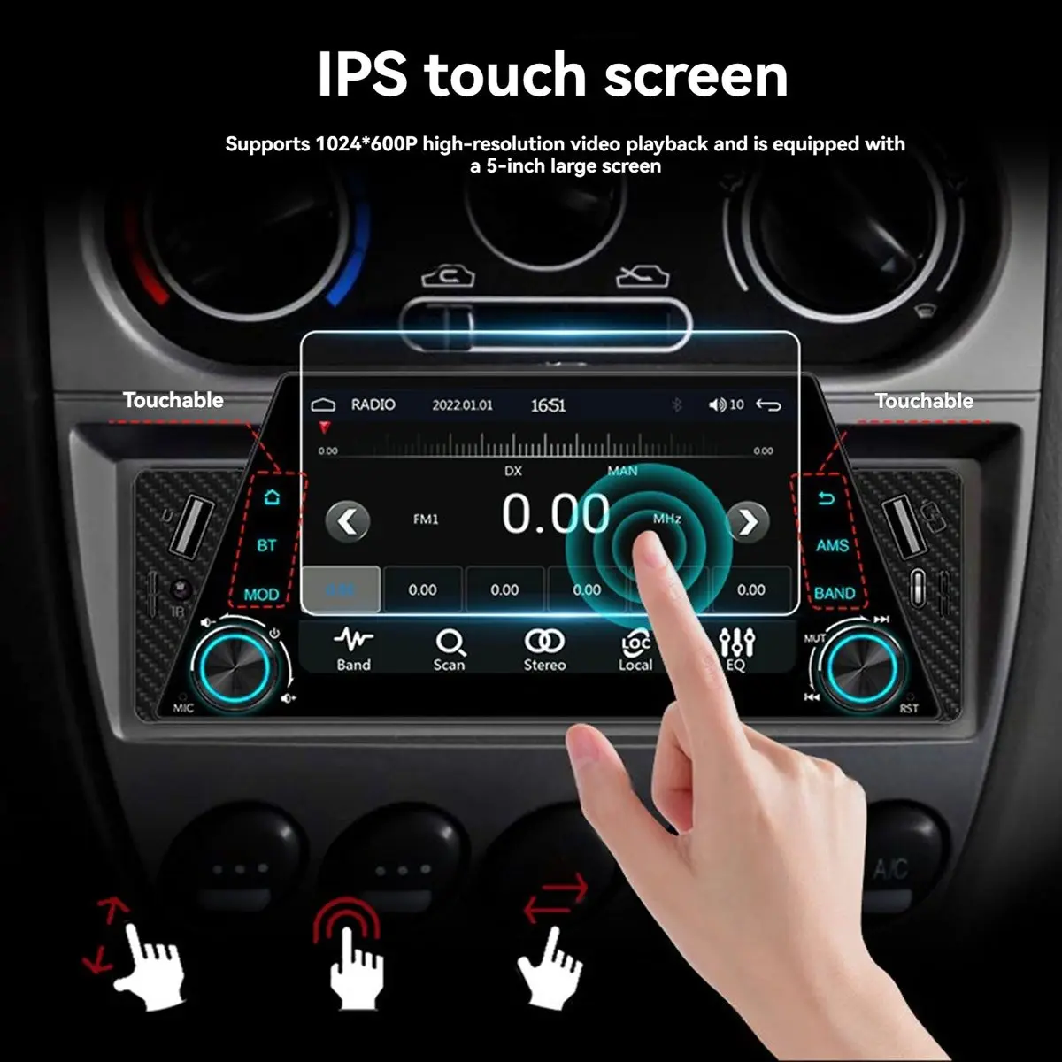 plplp 5 Inch MP5 Car Radio CarPlay Android Auto MirrorLink Touch Screen FM Aux EQ Bluetooth Universal Multimedia Player Radio