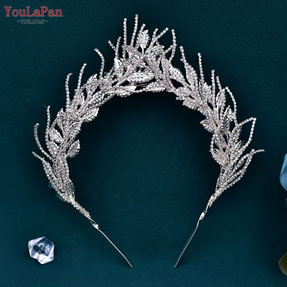 YouLaPan Handmade Bride Tiara fascia accessori per capelli da sposa foglia di lega copricapo da donna corona da sposa regalo da damigella d\'onore