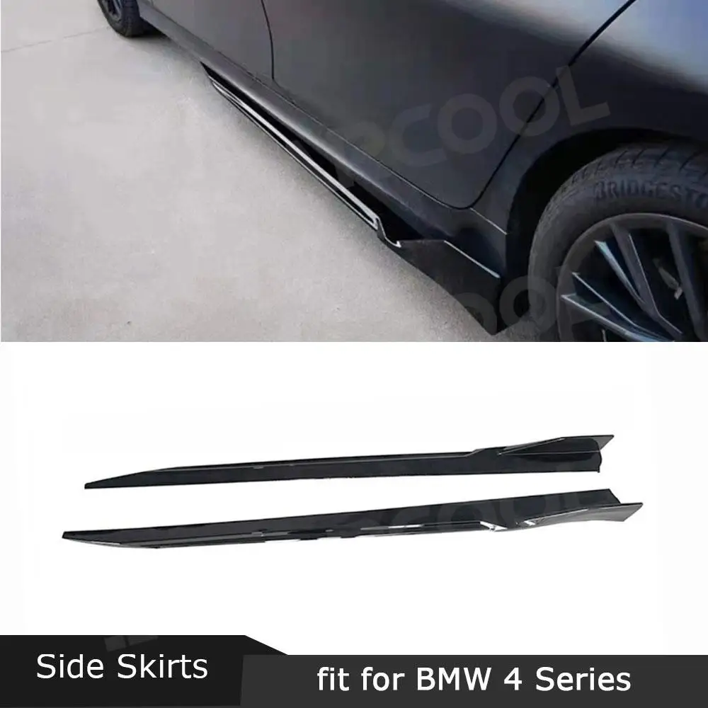 Carbon Fiber/ABS Side Skirts Bumper Apron Covers for BMW 4 Series G22 G23 G26 2021+ Side Door Lip Protective Anti-crash Cover