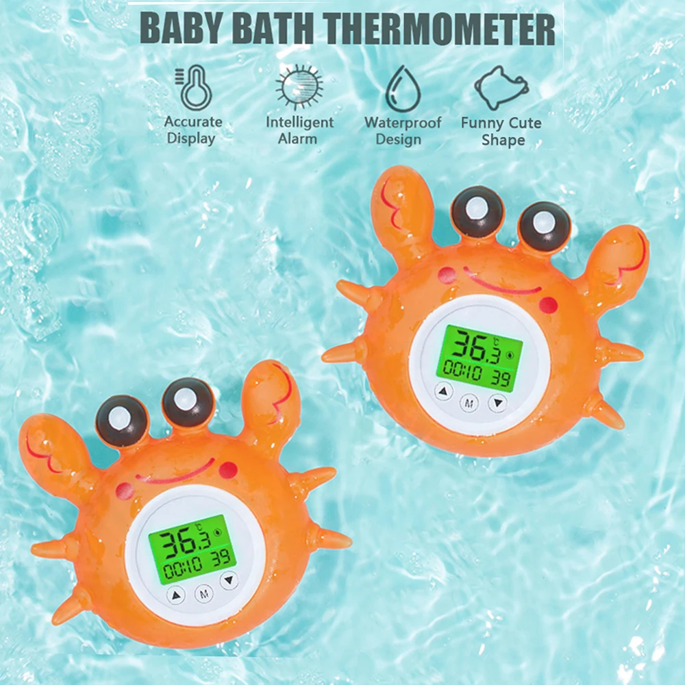 Kids Bath Thermometer with Room Temperature Tri-color Backlit Display Fahrenheit and Celsius Safety Floating Bath Toy Bathtub