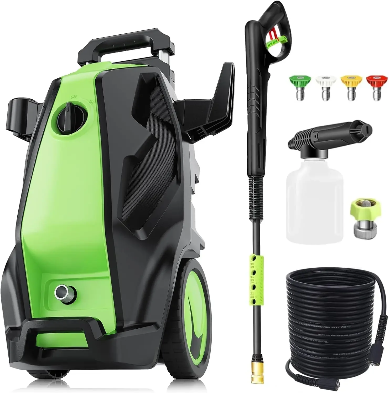 

4500PSI Electric Pressure Washer 4.0GPM High Power Washers Heavy Duty Pressure Washer with 4 Nozzles and Hose Reel (Green)