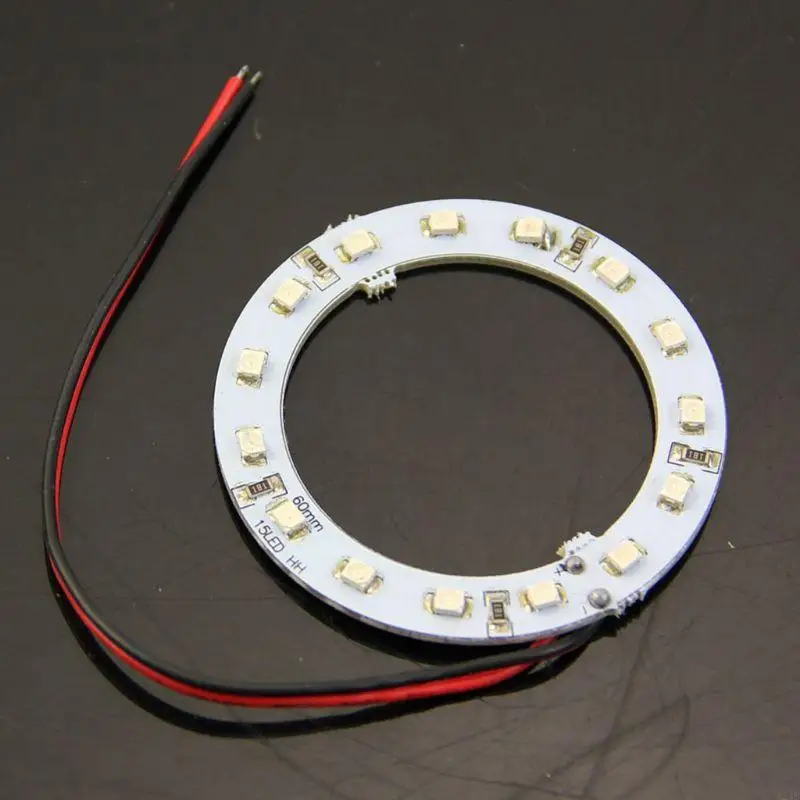 124B 2x 12V 60MM 15 LED 3528 chip SMD Car Angel Eyes Bright Red Ring Light New