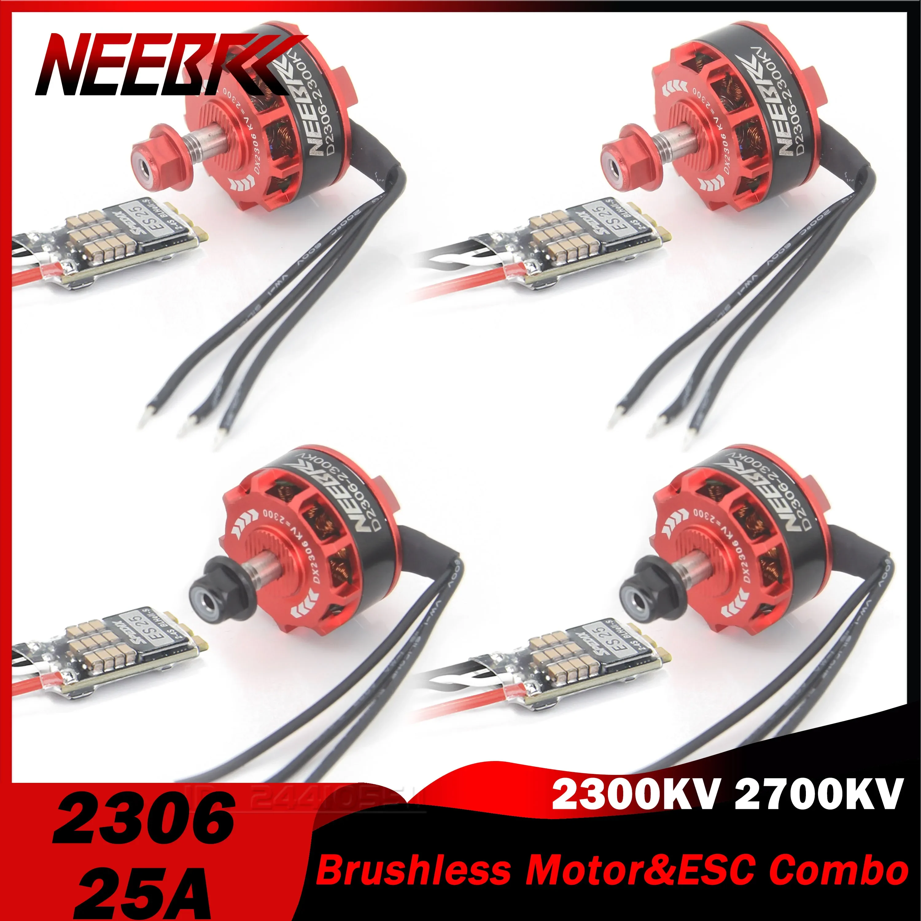 4PCS NEEBRC 2306 Brushless CW/CCW Racing Drone Motor 25A ESC 2-4S for RC Multirotor QAV250 Eachine Wizard X220 280 Helicopter