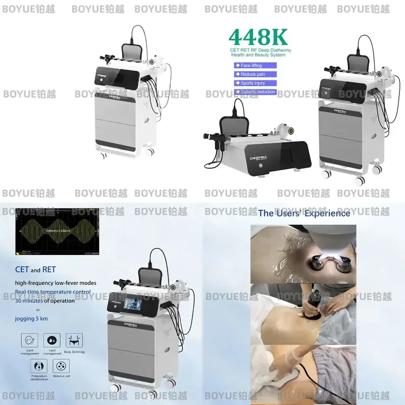 448kHz Tecar Therapy Massager Temperature Control Body Shaping Meridian Dredging Physiotherapy Device Professional Beauty