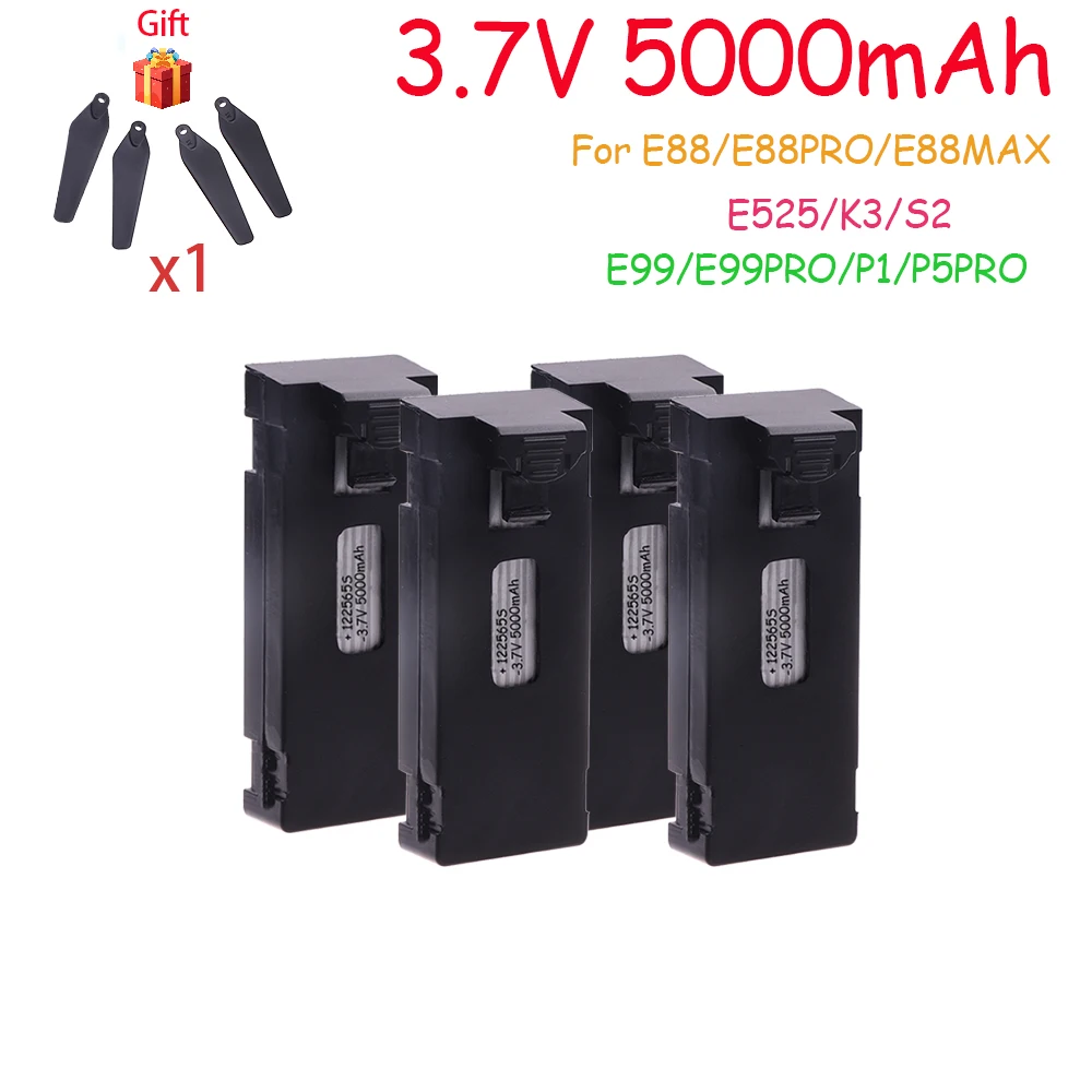 3.7V 5000mAh Rechargeable Li-ion Battery For RC Drone E88 E88PRO E99 P1 K3 P10 A13 S98 E525 RC Quadcopter Parts Battery 1-10pcs