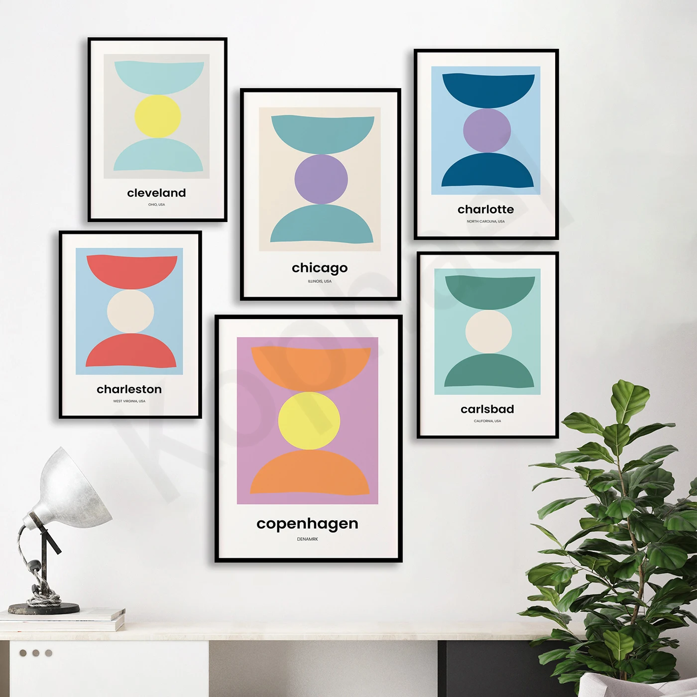 Copenhagen Colorado Columbus Cleveland Cincinnati Chicago Charlotte Charleston Carlsbad Cape Town Calgary. City Sun Map Poster