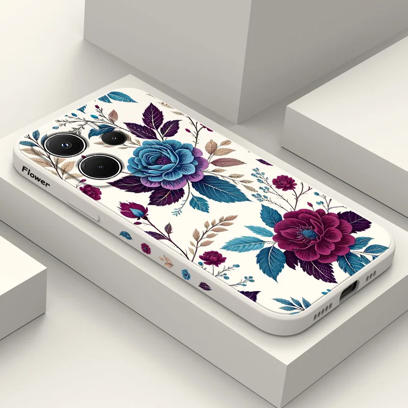 

Retro Rose Phone Case For Xiaomi Redmi Note 14 13 12 12S 11 11S 10 10S 9 9S 15 14C Pro Plus 4G 5G Liquid Silicone Cover