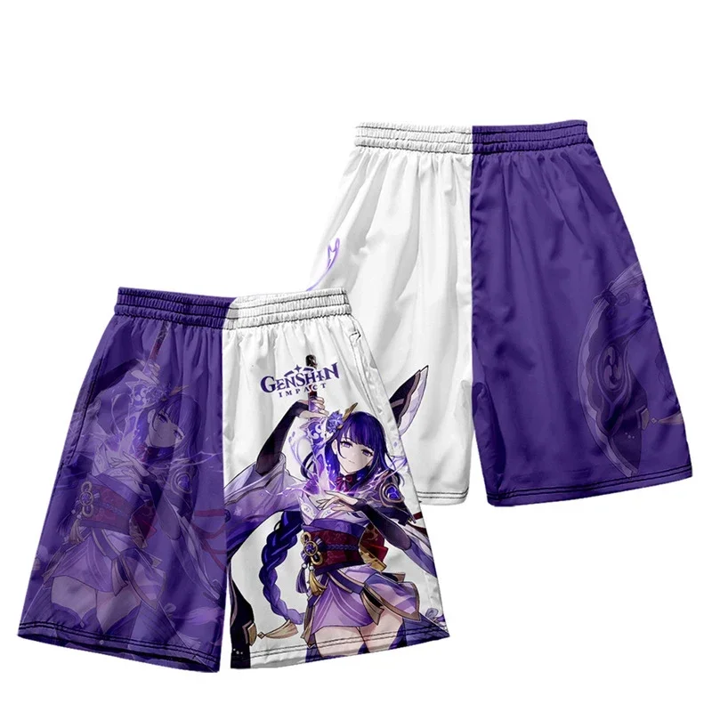 Genshin Impact Beelzebu Cosplay Costume Short Sleeve Tops Tshirt and Shorts Raiden Ei Shogun Suit Casual Tracksuit Streetwear