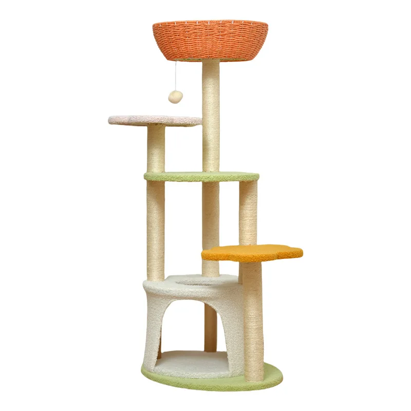 

Wooden cat climbing frame, multi-layer climbing column, integrated cat nest villa