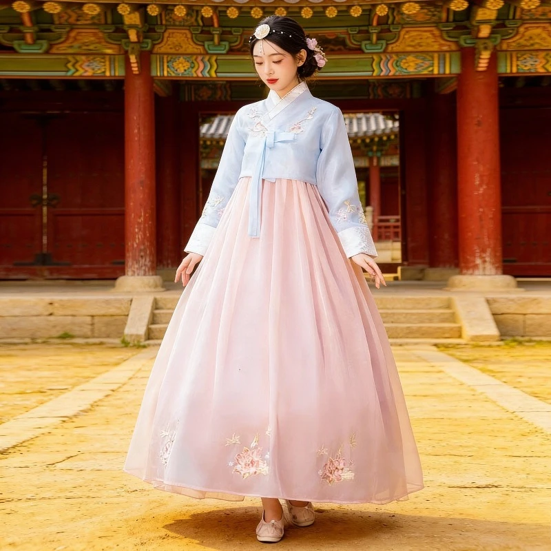 Korean Court Hanbok for Women - Traditional Palace Dress with Embroidery for Classical Dance, Cosplay & Festival Performance