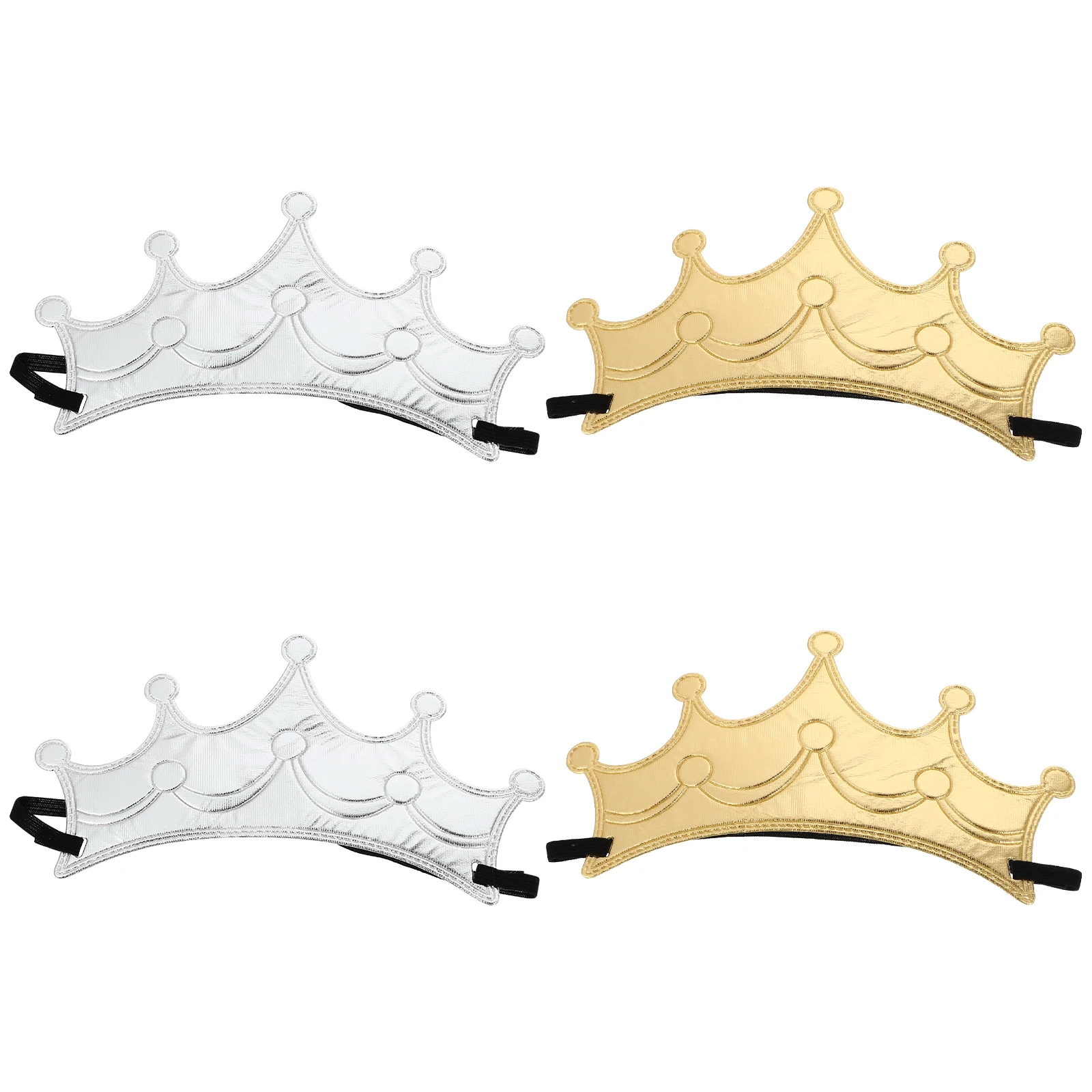 

4Pcs Crown Kids Princess Elastic Cloth Baby Girls Hair Accessories Toddler Cloth Crown Headdress Birthday Party Prop