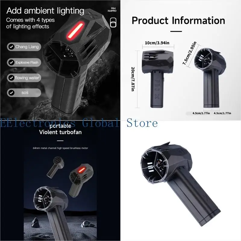 

462B Mini X64 Professional Advanced Fan Handheld Violent Fan Real Time Battery Display and Multiple Protections System