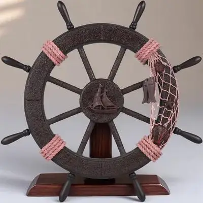 Nautical Rudder Wall Hanging Ornament Simple Versatile Mediterranean Style Wooden Decoration Decorative Rudder Adornment