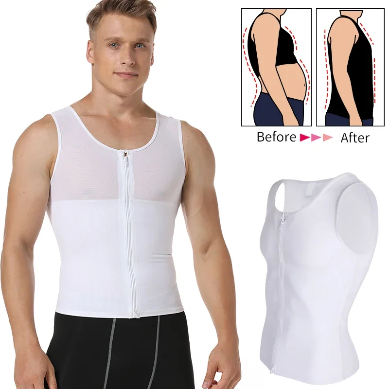 Mens Slimming Body Shaper Gynecomastia Compression Shirts Tummy Control Shapewear Chest Abs Slim Vest Waist Trainer Male Corset