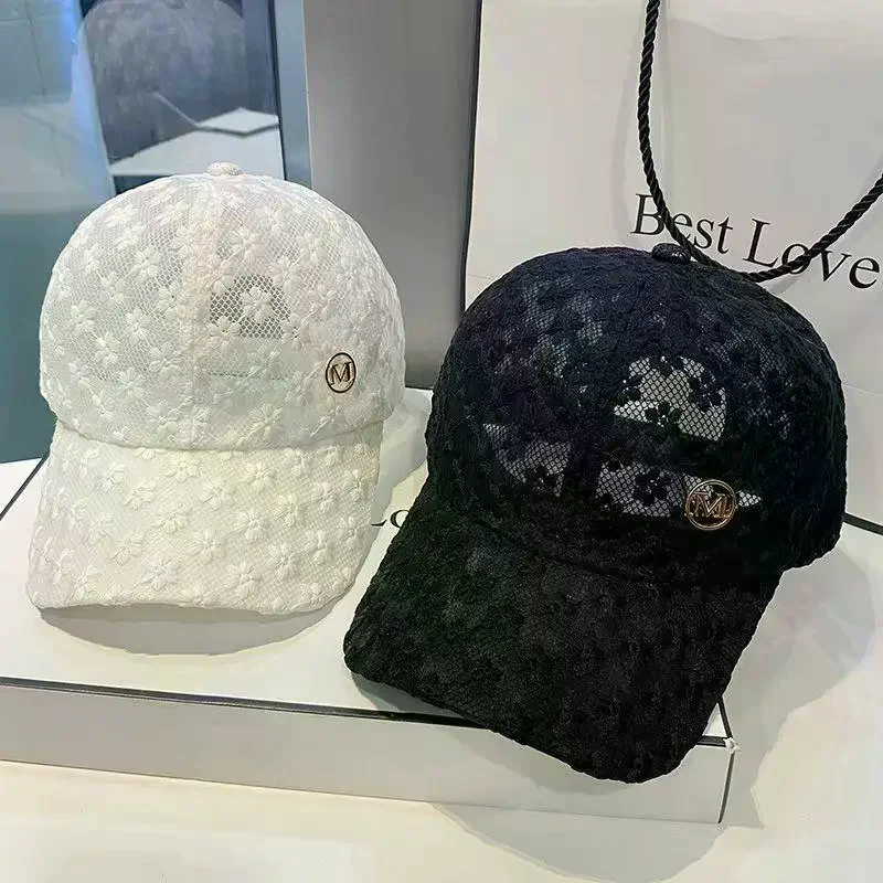 Adjustable Lace Flower Thin Baseball Cap Fashion Outdoor Women Summer Sunscreen Sun Hollow Hat Girls Hip Hop Visors Cap