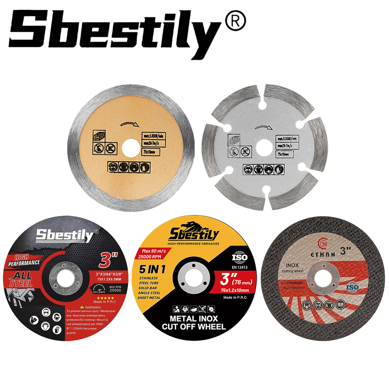 5Pcs 3 Inch Metal Circular Saw Blade Resin Cut Off Wheel Stone Cutting Disc Cutting Tools For Angle Grinder Attachment