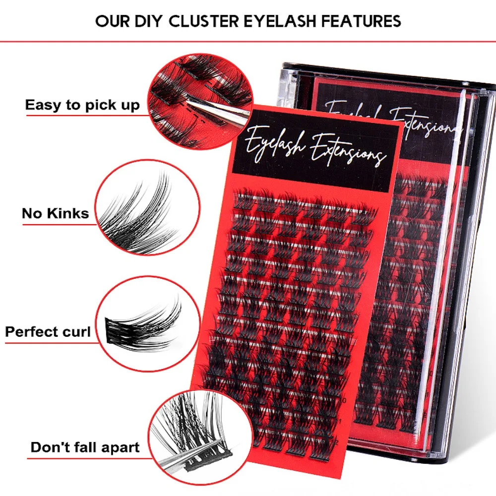 Faux Mink Cluster Lashes Dense Crossing Volume Soft False Eyelash Large Capacity Eye Makeup Tools DIY Eyelash Extension