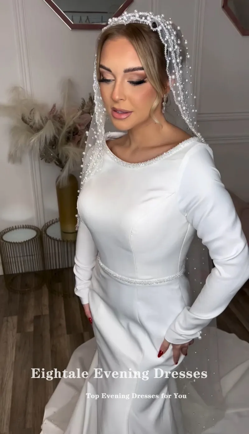 Eightale арабское свадебное платье без бретелек по индивидуальному заказу цвета слоновой кости из атласа со складками плюс размер свадебное платье русалка невесты вечернее платье