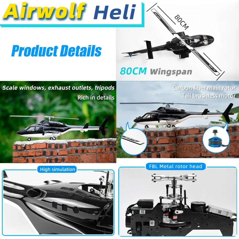 FLY WING Airwolf FW450 V3 6CH Scale RC Helicopter RTF H1 Flight Control FLYWING gps scale helicopter airwolf Aircraft Simulation