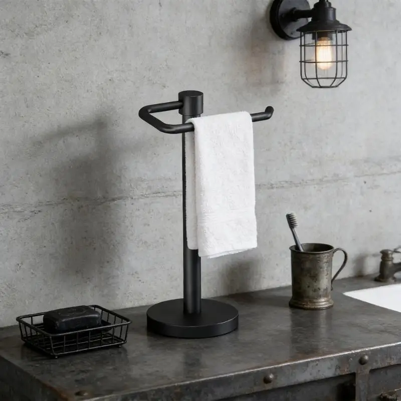 

Elegant Steel Standing Towel Holder Easy to Relocate Towel Stand for Bathroom