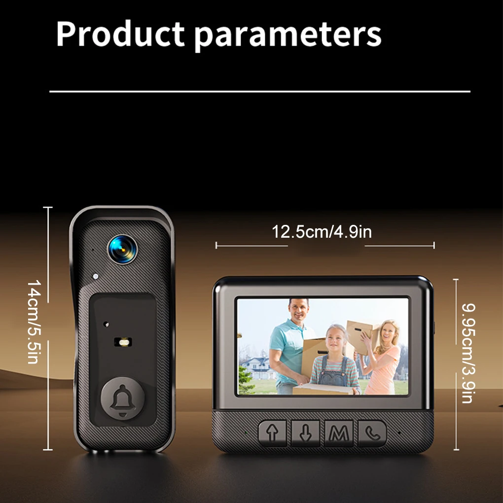 Timbre de vídeo de 4,3'' 2.4G 130 °   Cámara de seguridad puerta y pantalla intercomunicador timbre de puerta IR visión nocturna timbres inalámbricos seguridad del hogar