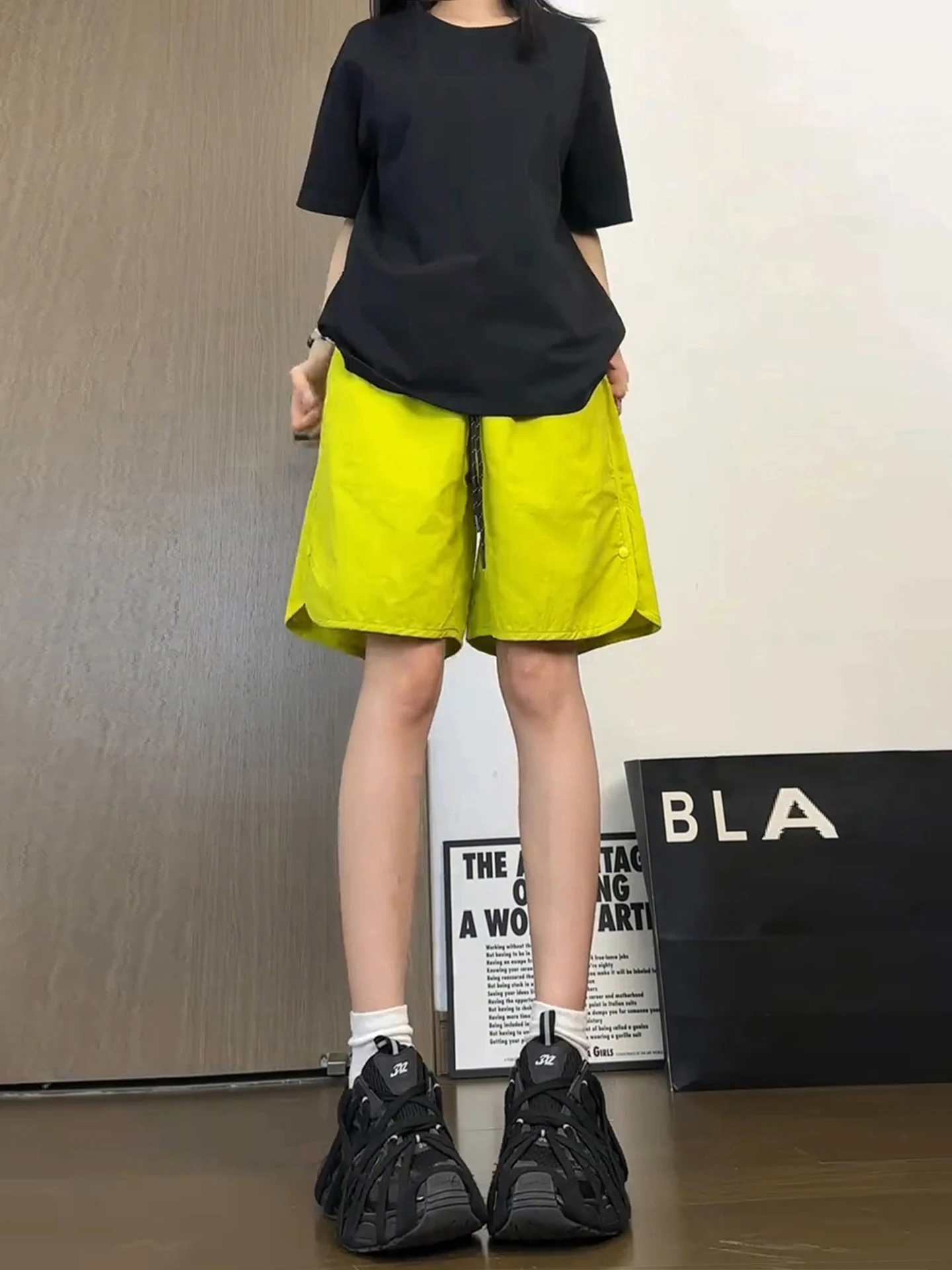 

Dopne Qui Dry ort Pants Men's Summer Outdoor Beach Casual Five-Quarter Side Button Workwear Trousers Couple's Loose Fit