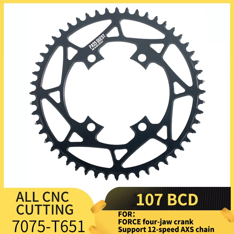 

PASS QUEST Chainring Gear Is Suitable for SRAM AXS FROCE 107BCD Chain Positive Negative Tooth Eagle Electric Variable Road BIKE