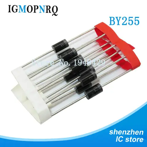 20개 BY255 정류기 다이오드 3A 3000mA 1300V DO-201 신규