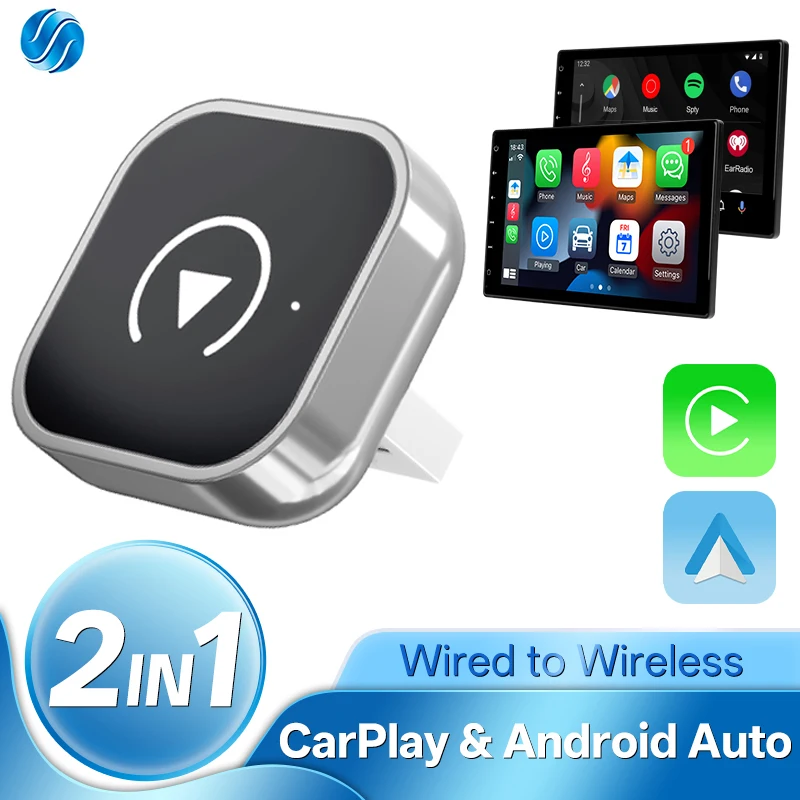 

Hippcron проводной к беспроводному CarPlay Android Auto автоматический адаптер USB-ключ Smart Mini Box Plug And Play 5G WIFI Bluetooth OTA