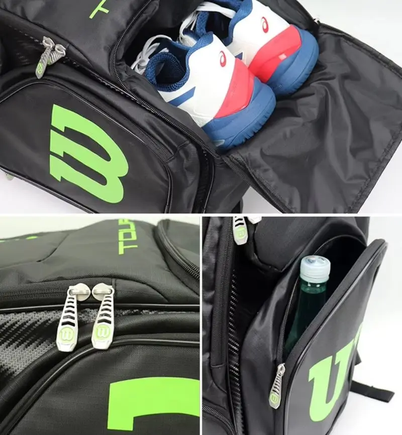 Wilson Borsa da tennis contiene 2 racchette da tennis Zaino da tennis Borsa da racchetta da campo portatile quotidiana Uomo Donna Zaino sportivo da padel