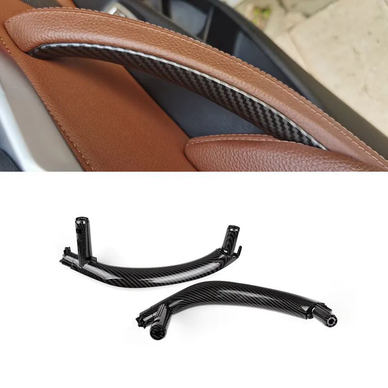 

For BMW X5 X6 F15 F16 2014 2015 2016 2017 Carbon Texture Car Interior Left / Right Door Handle Pull Replacement Cover