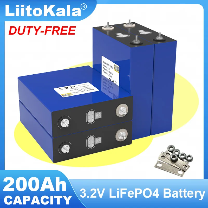 LiitoKala 3.2V 200Ah 3.2v Lithium iron phosphate batteries For RV Campers Golf Cart Off-Road Solar Wind LiFePO4 Battery TAX FREE