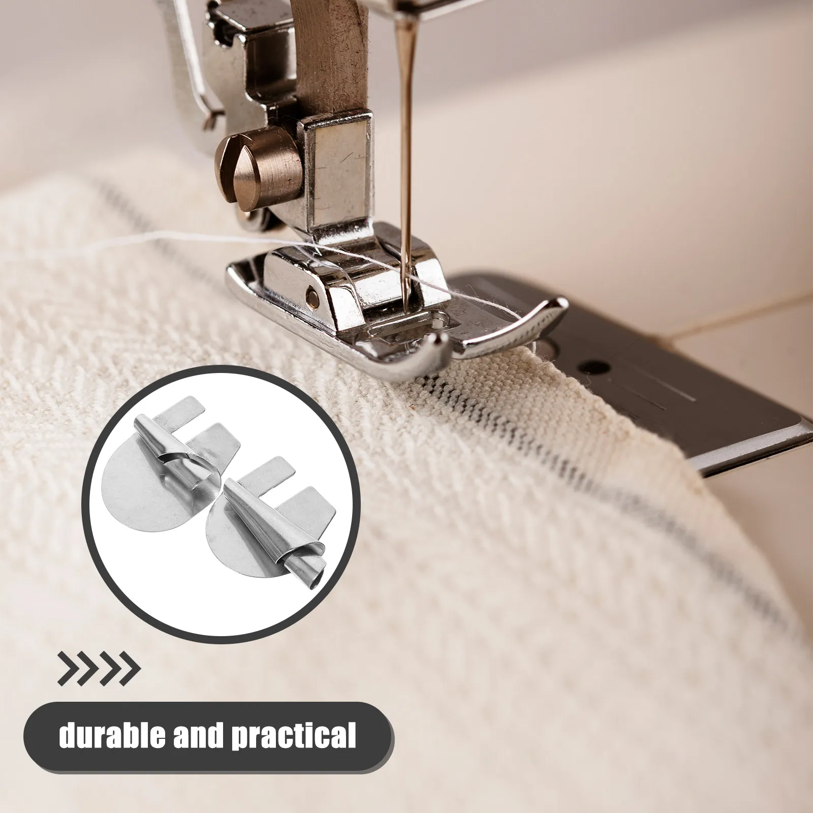 

2Pcs Stainless Steel Sewing Machine Binder Small Seamer Binder Professional Hemmers Foot Household Overlock Binding Tool Compact