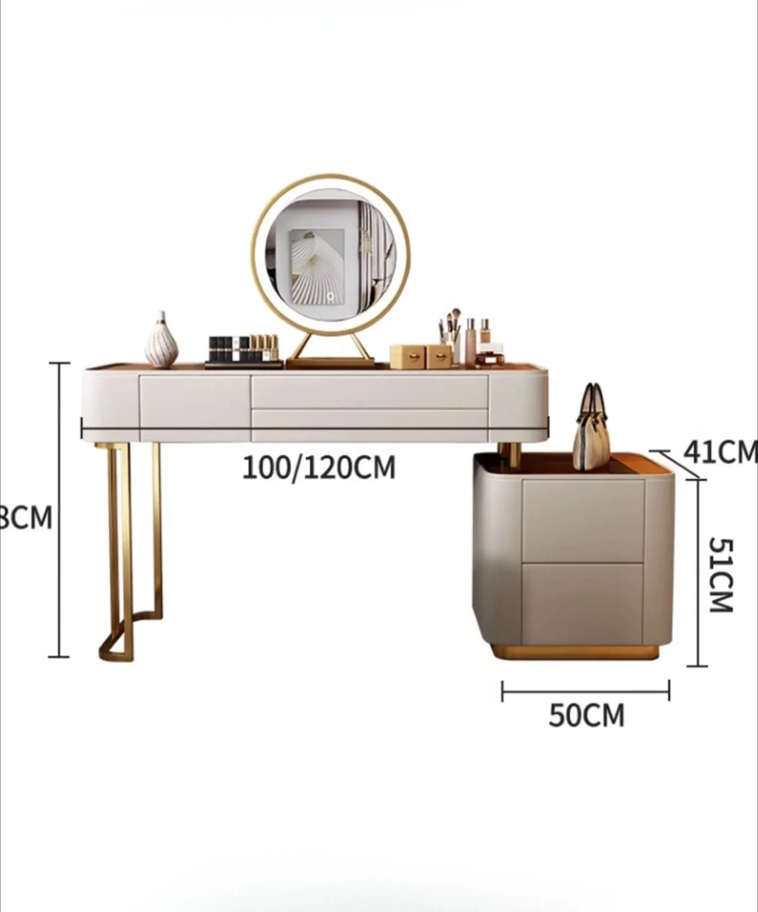 TTsmall Chest Integrated Storage Box High-end Makeup Table Mirror Light Luxury Dresser Bedroom Simple Modern