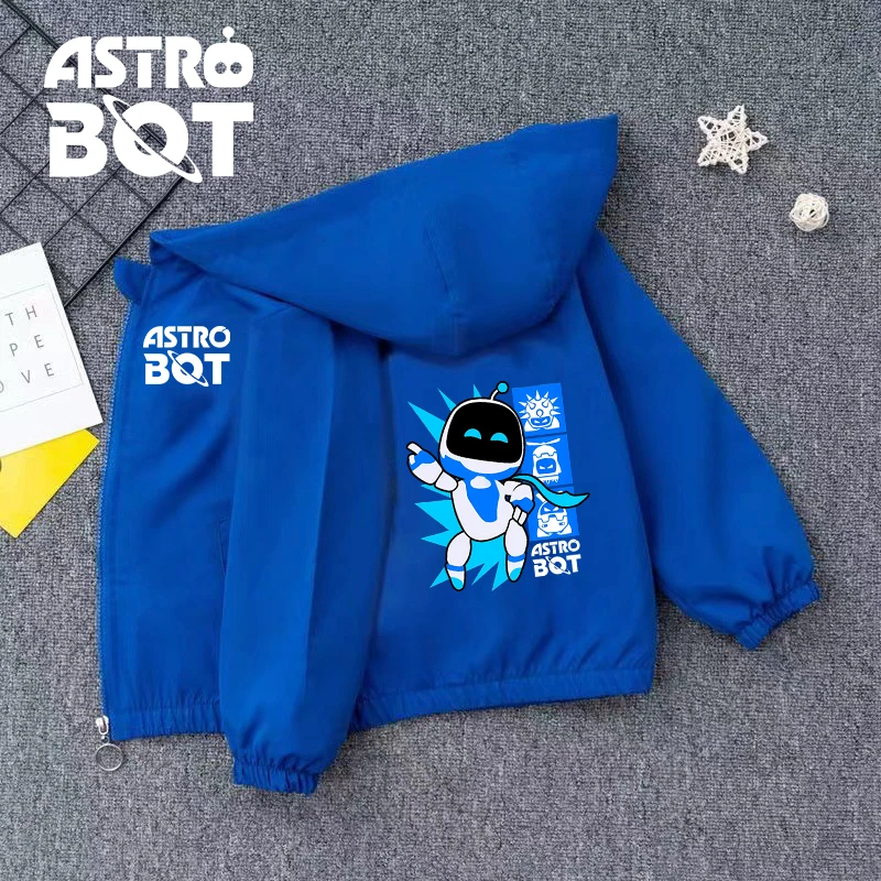 

Astro Bot Hooded Windbreaker Clothing Outerwear Coat Waterproof Cartoon Jacket Kids Sweatshirt Children Zipper Long Sleeves Top