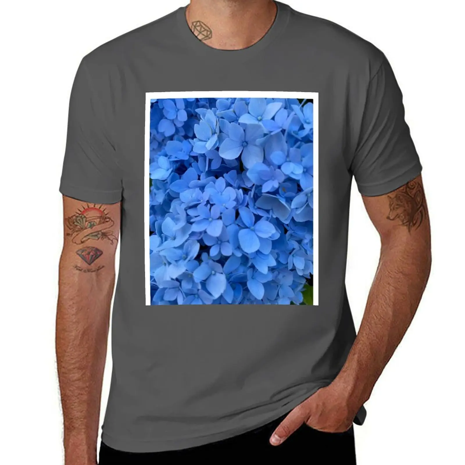 

in Hydrangea Blue Bloom Full T-Shirt Minimal Art Print T-Shirt