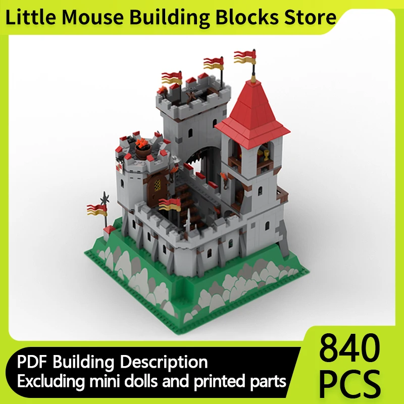 

Medieval Castle Model MOC Building Bricks Rock Castle On Mountain Modular Technology Gifts Holiday Assemble Children Toys Suit