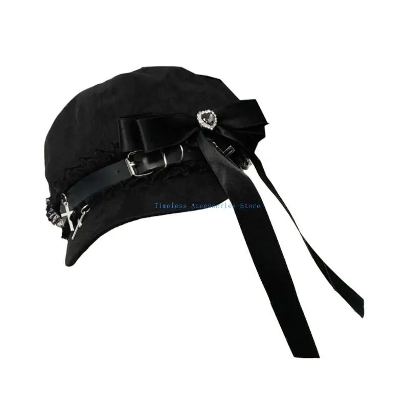 97QE الفتيات المراهقات قبعة قبعة لطيف امرأة قبعات البيسبول مع Bowknot الشارات امرأة المراهقين الربيع Sunproof النمط الياباني #2