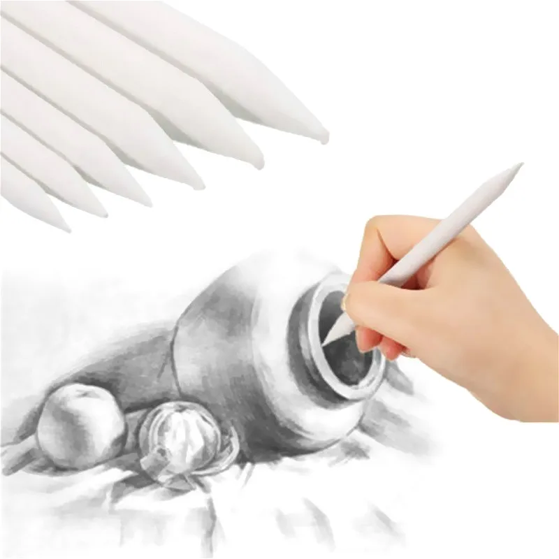 6pcs / Set Blending Stump Smudge Stick Tortillon Sketch Art Drawing Pen Tool White School Painting Supplies