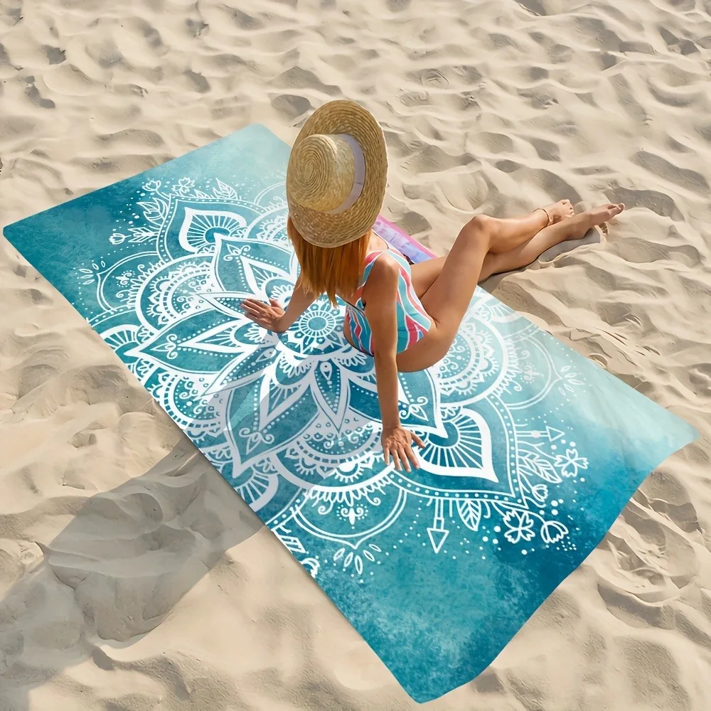 

1pcs Quick Dry Blue Mandala Pattern Towel Microfiber Swimming Travel Camping Multi-Purpose