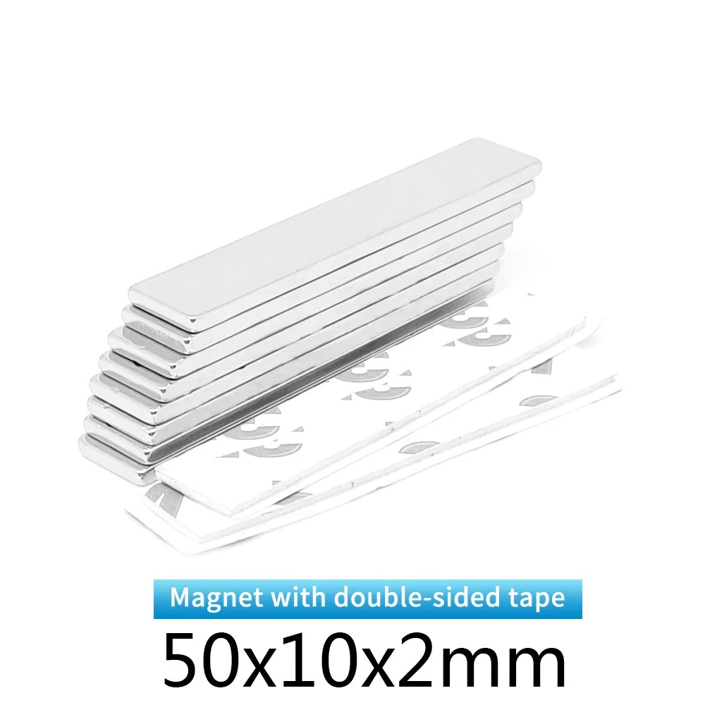 50x10x2 مللي متر كتلة رقيقة مغناطيس قوي قوي مع شريط لاصق للثلاجة ، DIY ، البناء ، العلمي ، الحرفية ، 50*10*2 50x10x2