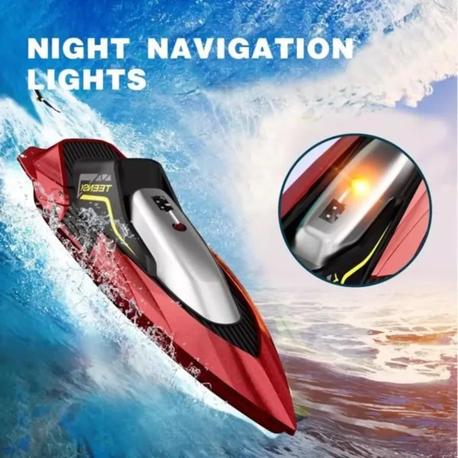 Barco 4DRC S5 RC para piscinas y lagos 2,4 GHz 20+ MPH barcos de carreras batería recargable alarma de batería baja regalos para niños niñas Lo
