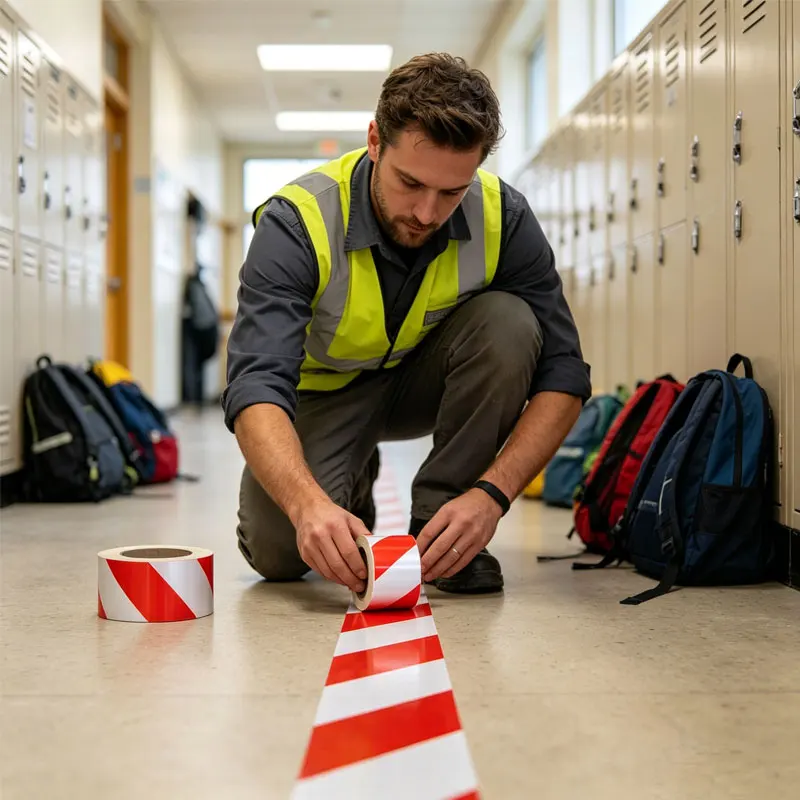 Security Protection Safety Warning Tape Hazard Warning Tape Traffic Safety Red White Barricade Stickers Reflective Safety Tape