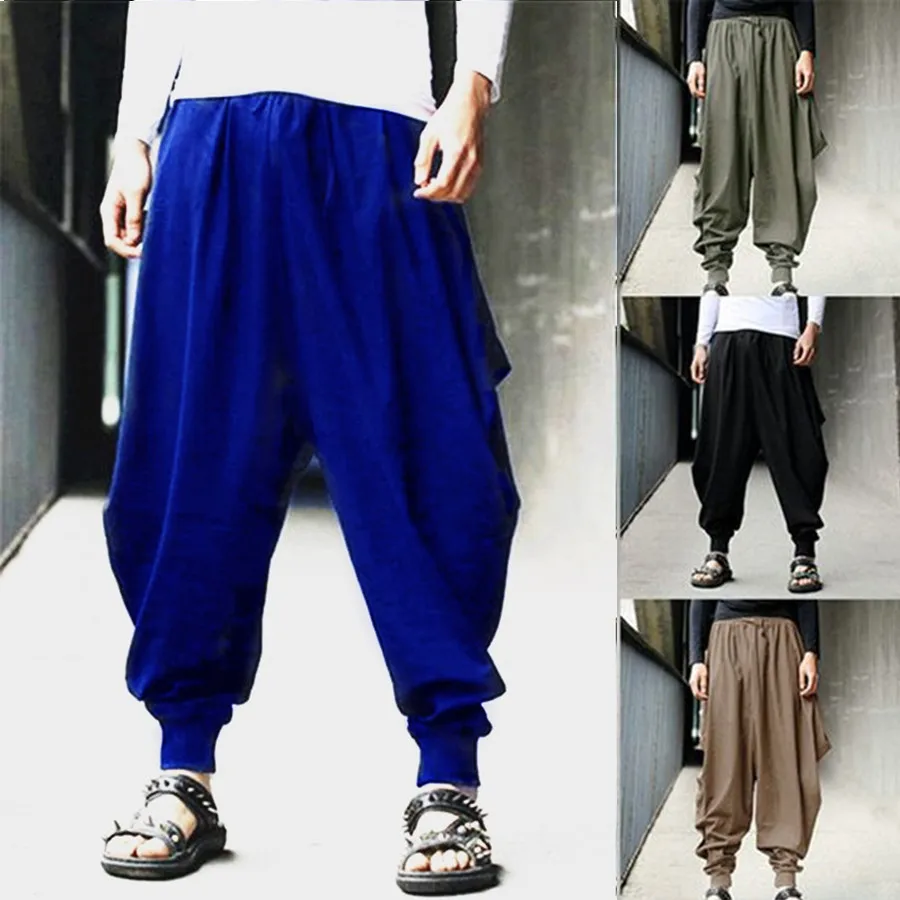 Mens Pants Loose Bloomers Retro Casual Fashion Design Cool Harem Trousers