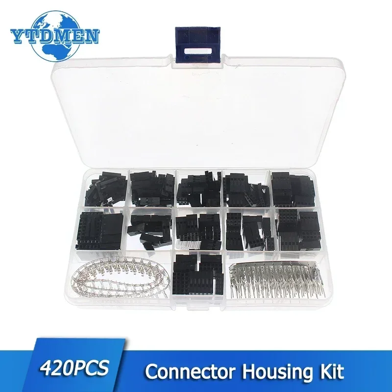 

420PCS 2.54mm Dupont Connector Dupont Wire Jumper Pin Header Housing Kit Male Crimp Pins+Female Pin Connector Terminal Set