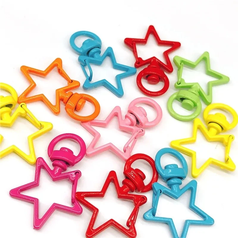 10pcs 24X34mm Plated Big Star Lobster Clasp Key Hooks DIY Jewelry Findings For Making Key Rings Key Chain Accessories